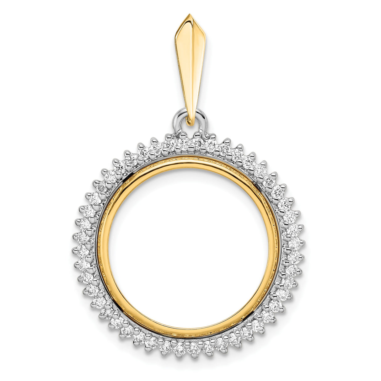 18 mm 14k Multi-Tone Gold coin bezel pendant for US 10¢ Dime - Mercury