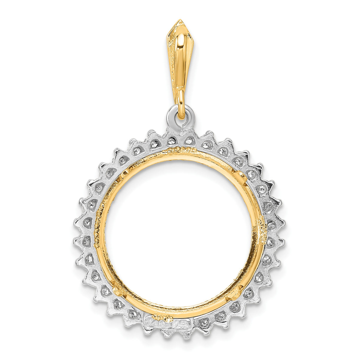 18 mm 14k Multi-Tone Gold coin bezel pendant for US 10¢ Dime - Mercury — additional image