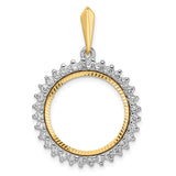 18 mm 14k Multi-Tone Gold coin bezel pendant for US 10¢ Dime - Mercury