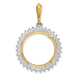 18 mm 14k Multi-Tone Gold coin bezel pendant for US 10¢ Dime - Mercury — additional image