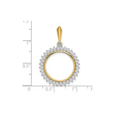 18 mm 14k Multi-Tone Gold coin bezel pendant for US 10¢ Dime - Mercury — size reference (ruler)