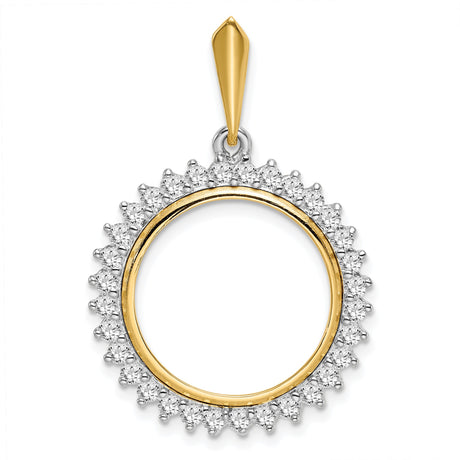 18 mm 14k Multi-Tone Gold coin bezel pendant for US 10¢ Dime - Mercury