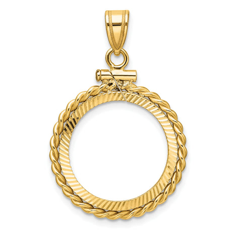 18 mm 14k Yellow Gold coin bezel pendant for US 10¢ Dime - Mercury