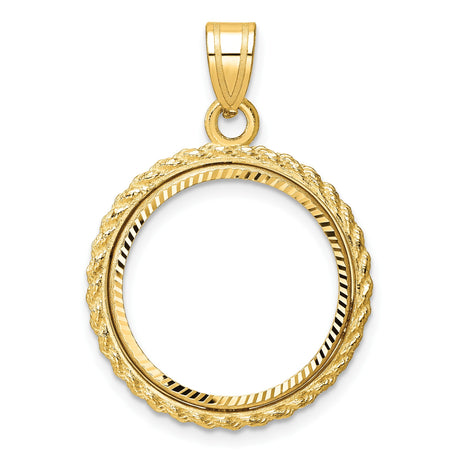 18 mm 14k Yellow Gold coin bezel pendant for US 10¢ Dime - Mercury