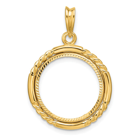 18 mm 14k Yellow Gold coin bezel pendant for US 10¢ Dime - Mercury