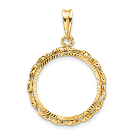 18 mm 14k Yellow Gold coin bezel pendant for US 10¢ Dime - Mercury