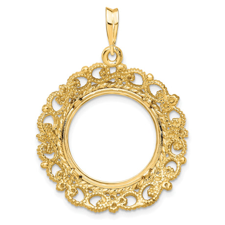 18 mm 14k Yellow Gold coin bezel pendant for US 10¢ Dime - Mercury — additional image