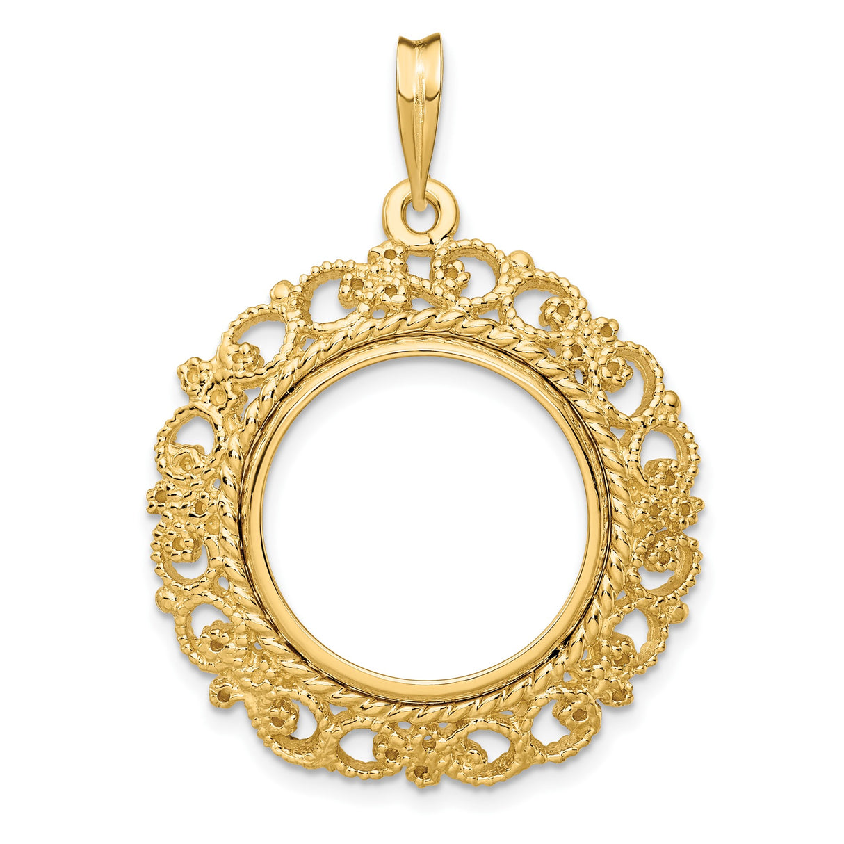18 mm 14k Yellow Gold coin bezel pendant for US 10¢ Dime - Mercury