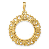 18 mm 14k Yellow Gold coin bezel pendant for US 10¢ Dime - Mercury