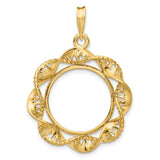 18 mm 14k Yellow Gold coin bezel pendant for US 10¢ Dime - Mercury