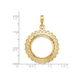 18 mm 14k Yellow Gold coin bezel pendant for US 10¢ Dime - Mercury — size reference (ruler)