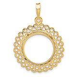 18 mm 14k Yellow Gold coin bezel pendant for US 10¢ Dime - Mercury
