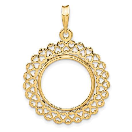 18 mm 14k Yellow Gold coin bezel pendant for US 10¢ Dime - Mercury