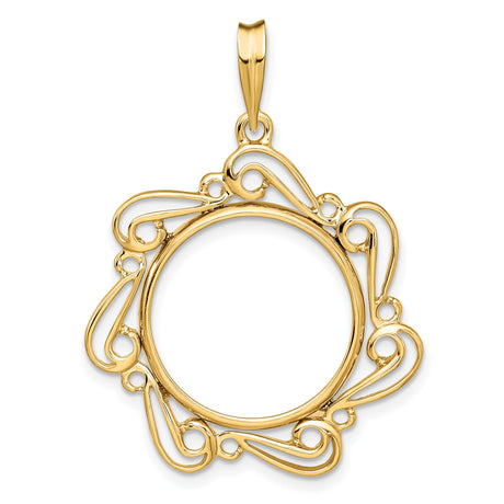 18 mm 14k Yellow Gold coin bezel pendant for US 10¢ Dime - Mercury