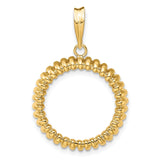 18 mm 14k Yellow Gold coin bezel pendant for US 10¢ Dime - Mercury