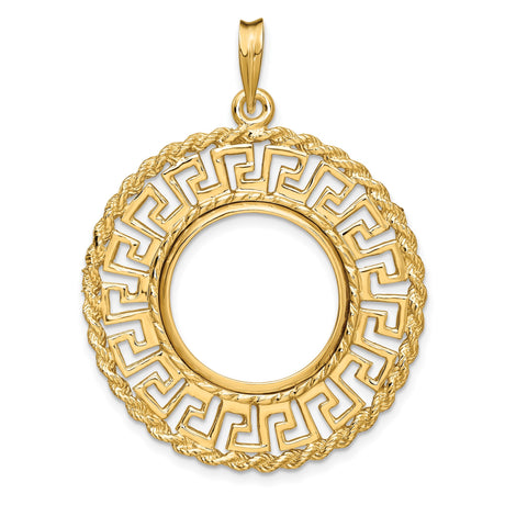 18 mm 14k Yellow Gold coin bezel pendant for US 10¢ Dime - Mercury