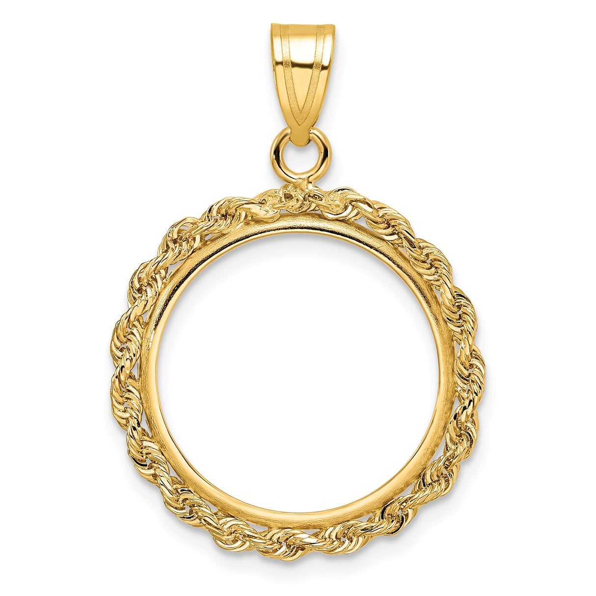 18 mm 14k Yellow Gold coin bezel pendant for US 10¢ Dime - Mercury