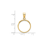 18 mm 14k Yellow Gold coin bezel pendant for US 10¢ Dime - Mercury — size reference (ruler)
