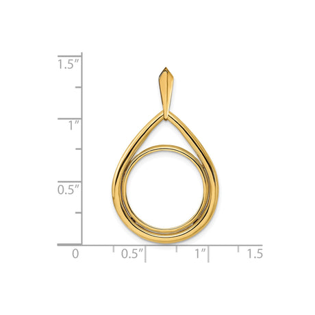 18 mm 14k Yellow Gold coin bezel pendant for US 10¢ Dime - Mercury — size reference (ruler)