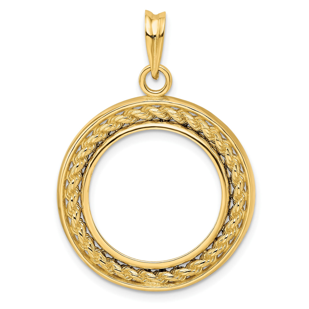 18 mm 14k Yellow Gold coin bezel pendant for US 10¢ Dime - Mercury