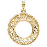 18 mm 14k Yellow Gold coin bezel pendant for US 10¢ Dime - Mercury — additional image