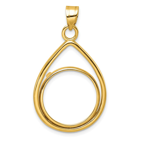 18 mm 14k Yellow Gold coin bezel pendant for US 10¢ Dime - Mercury