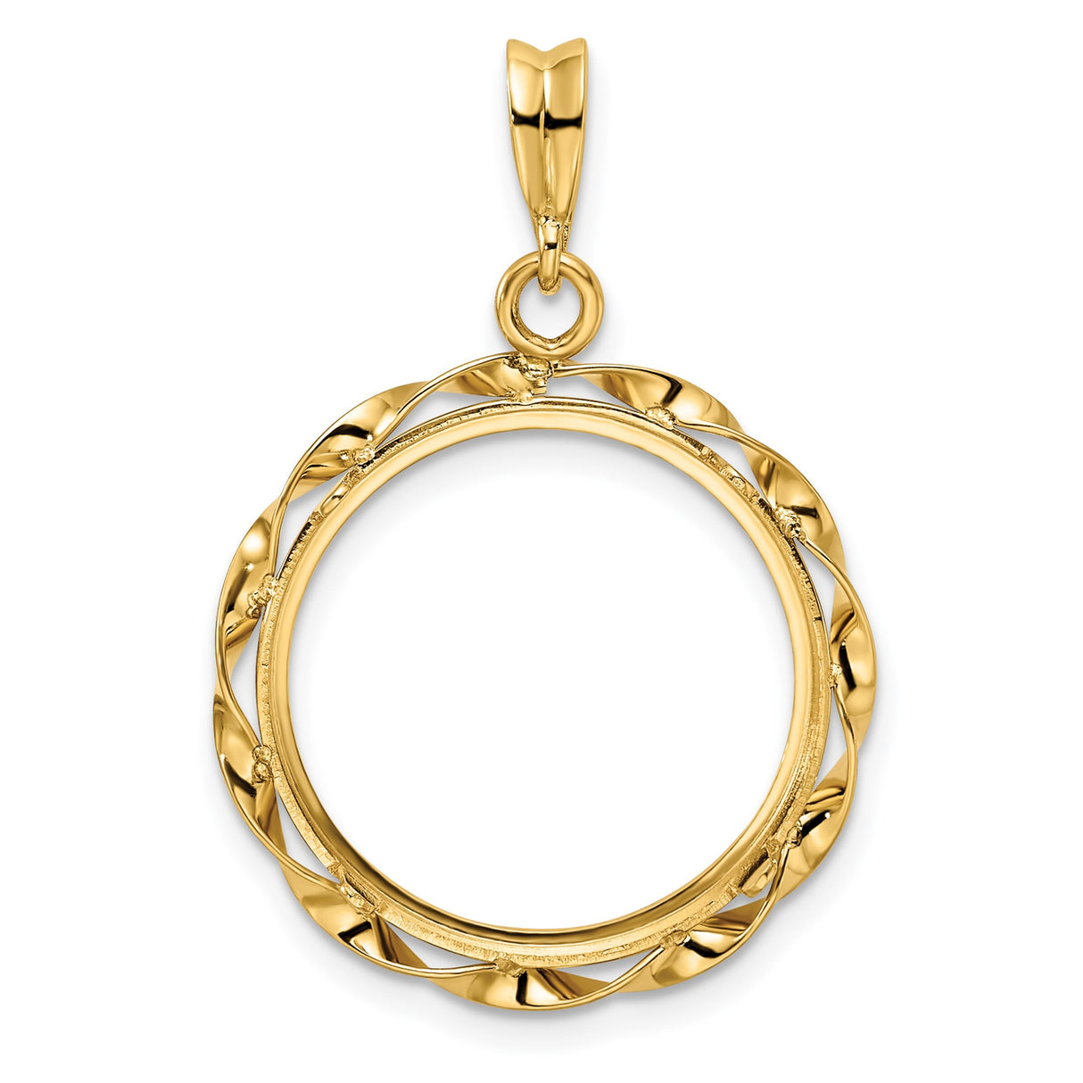 18 mm 14k Yellow Gold coin bezel pendant for US 10¢ Dime - Mercury — additional image