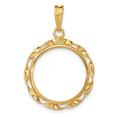 18 mm 14k Yellow Gold coin bezel pendant for US 10¢ Dime - Mercury