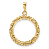 18 mm 14k Yellow Gold coin bezel pendant for US 10¢ Dime - Mercury — additional image
