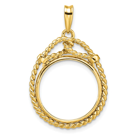 18 mm 14k Yellow Gold coin bezel pendant for US 10¢ Dime - Mercury