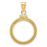 18 mm 14k Yellow Gold coin bezel pendant for US 10¢ Dime - Mercury