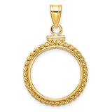 18 mm 14k Yellow Gold coin bezel pendant for US 10¢ Dime - Mercury