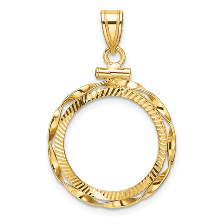 18 mm 14k Yellow Gold coin bezel pendant for US 10¢ Dime - Mercury