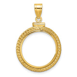 18 mm 14k Yellow Gold coin bezel pendant for US 10¢ Dime - Mercury