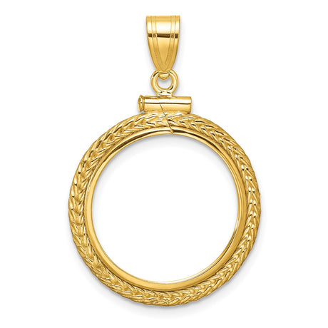 18 mm 14k Yellow Gold coin bezel pendant for US 10¢ Dime - Mercury