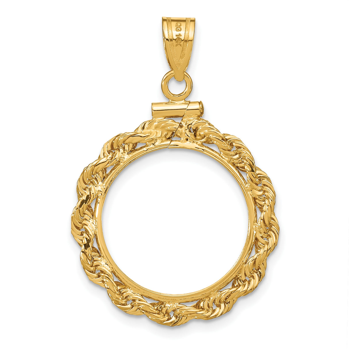 18 mm 14k Yellow Gold coin bezel pendant for US 10¢ Dime - Mercury — additional image