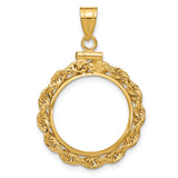 18 mm 14k Yellow Gold coin bezel pendant for US 10¢ Dime - Mercury