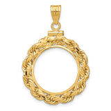 18 mm 14k Yellow Gold coin bezel pendant for US 10¢ Dime - Mercury — additional image