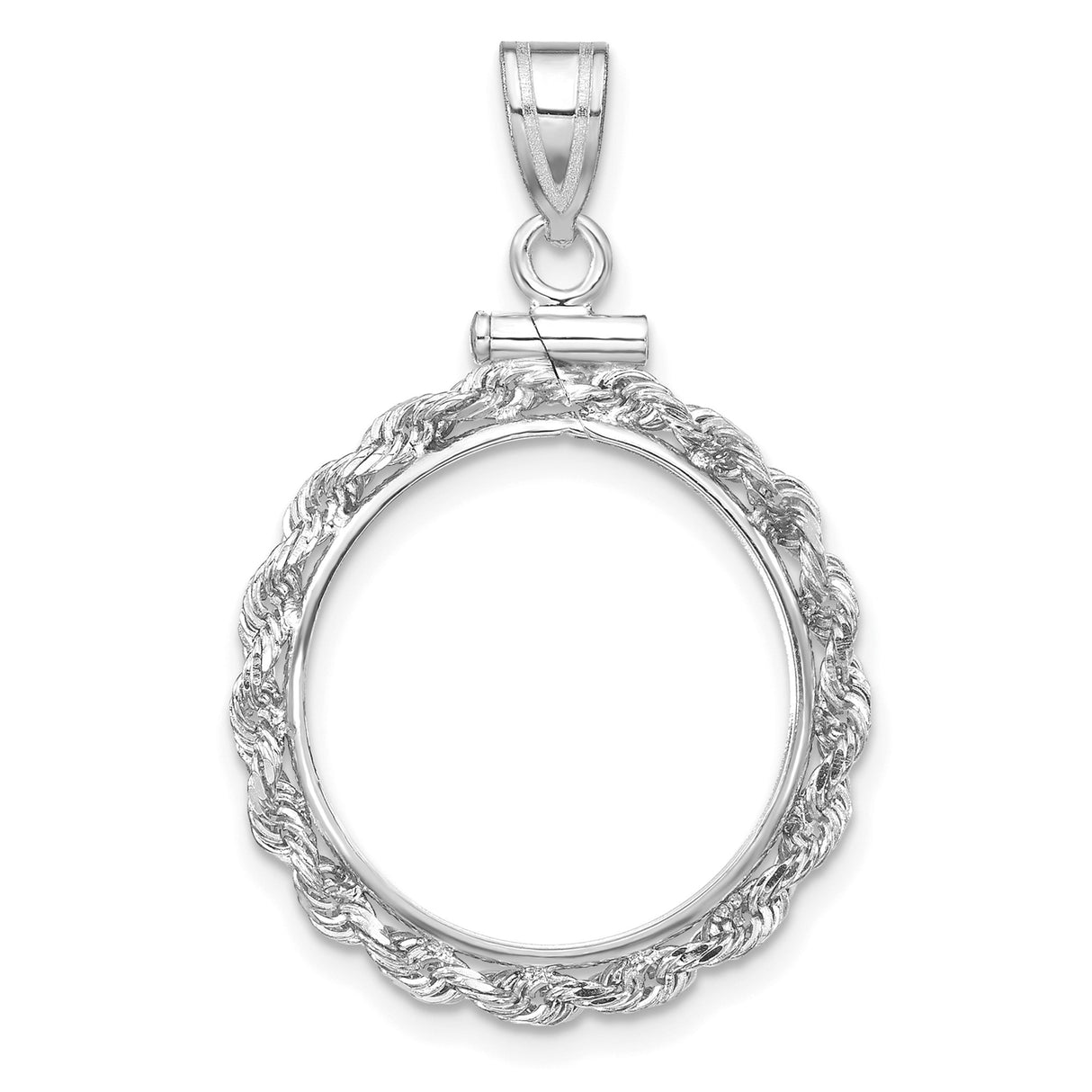 18 mm 14k White Gold coin bezel pendant for US 10¢ Dime - Mercury