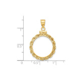 18 mm 14k Yellow Gold coin bezel pendant for US 10¢ Dime - Mercury — size reference (ruler)