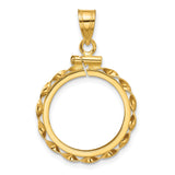18 mm 14k Yellow Gold coin bezel pendant for US 10¢ Dime - Mercury