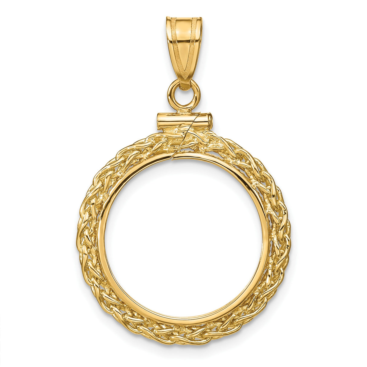 18 mm 14k Yellow Gold coin bezel pendant for US 10¢ Dime - Mercury — additional image