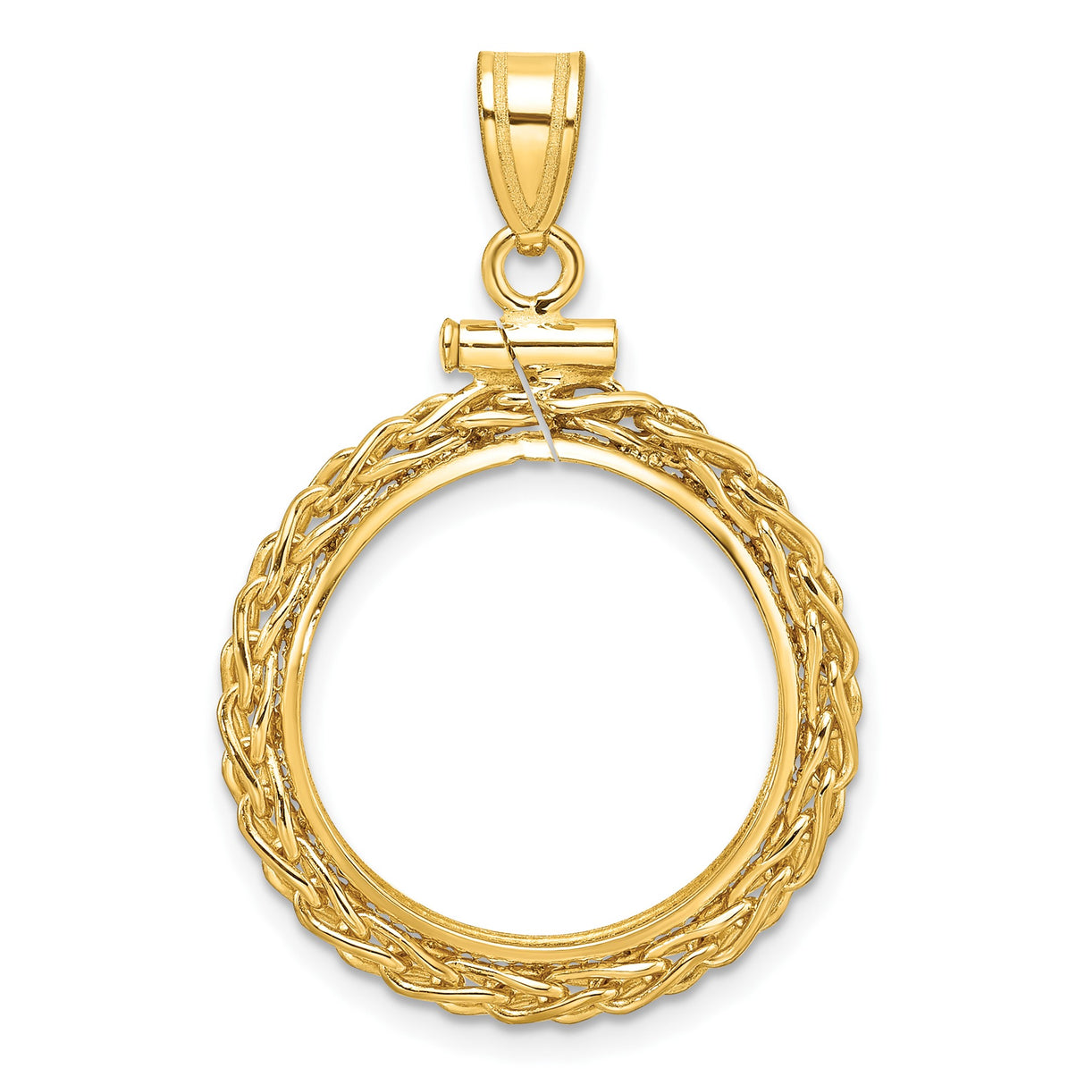 18 mm 14k Yellow Gold coin bezel pendant for US 10¢ Dime - Mercury