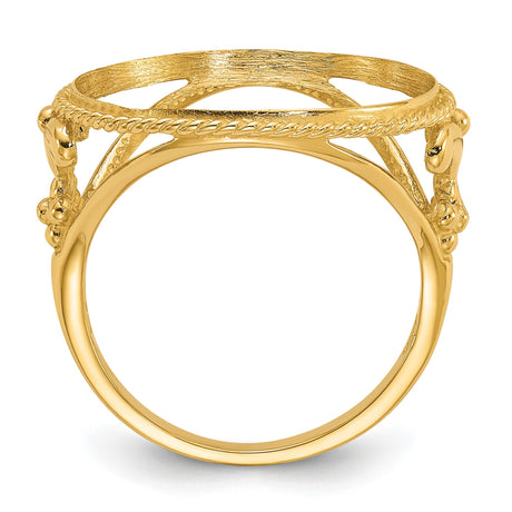18 mm 14k Yellow Gold coin bezel ring for US 10¢ Dime - Mercury — alternate view