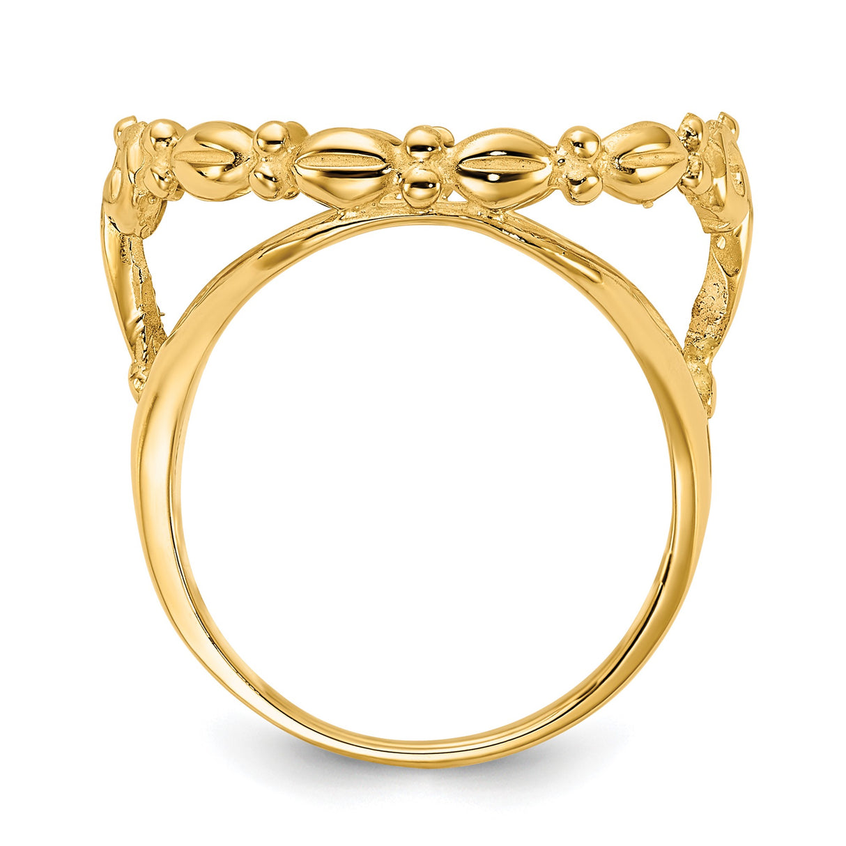 18 mm 14k Yellow Gold coin bezel ring for US 10¢ Dime - Mercury — alternate view