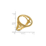 18 mm 14k Yellow Gold coin bezel ring for US 10¢ Dime - Mercury — size reference (ruler)
