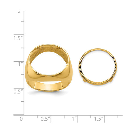 18 mm 14k Yellow Gold coin bezel ring for US 10¢ Dime - Mercury — size reference (ruler)