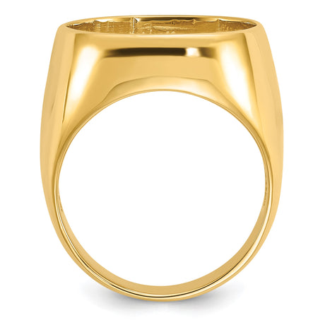 18 mm 14k Yellow Gold coin bezel ring for US 10¢ Dime - Mercury — alternate view