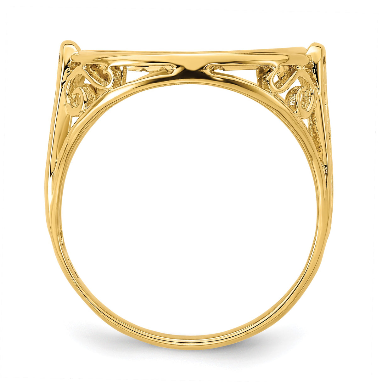 18 mm 14k Yellow Gold coin bezel ring for US 10¢ Dime - Mercury — alternate view