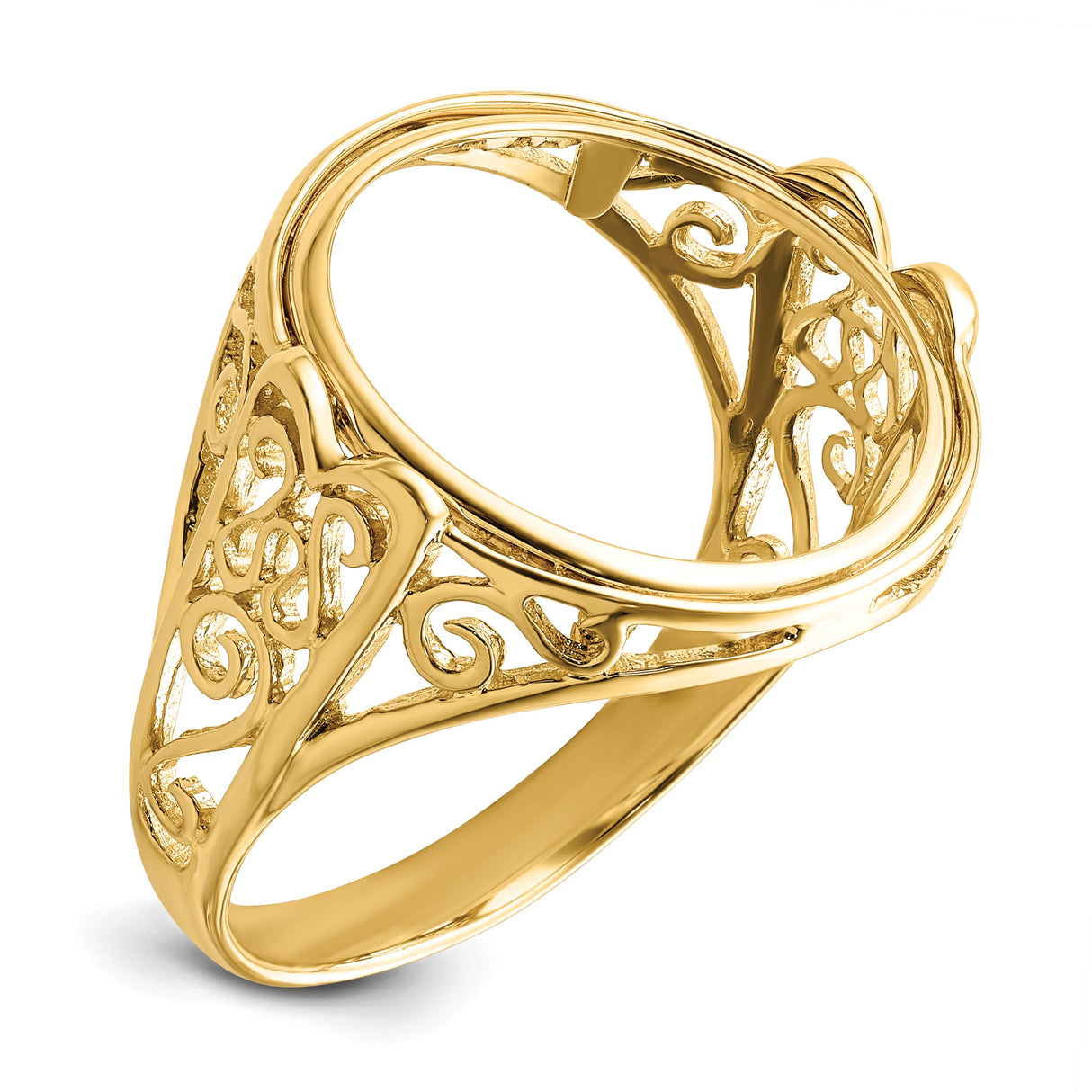 18 mm 14k Yellow Gold coin bezel ring for US 10¢ Dime - Mercury
